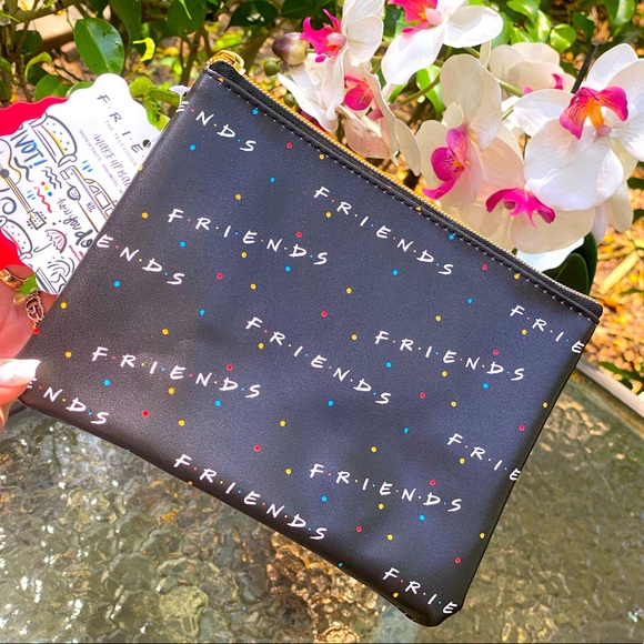 FRIENDS Handbags - FRIENDS Black Logo Zippered Cosmetics Case NWT